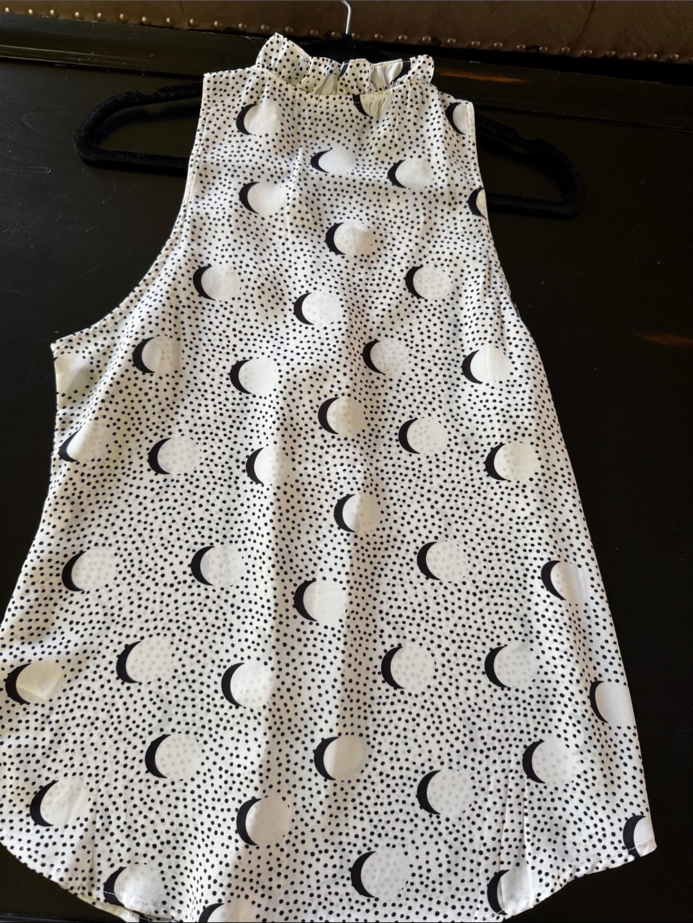 CAbi Black Moon & Dot Sleeveless Button Blouse - White & Black - Picture 2 of 5